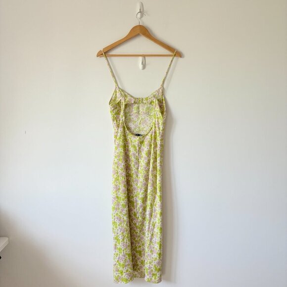 Zara Satin Effect Floral Open Back Midi Dress NWOT Size Small - Picture 7 of 9